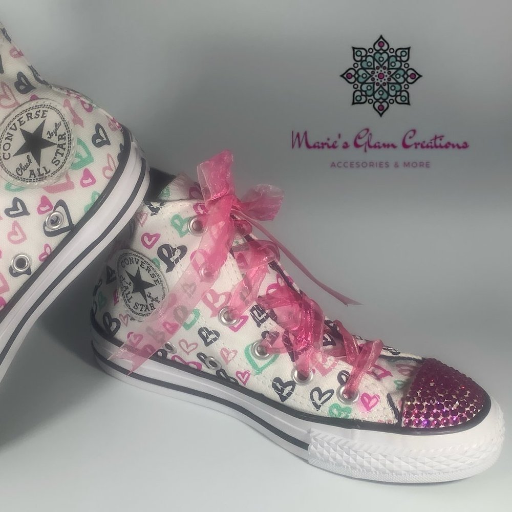 High Cut Converse All Star Chuck Taylors SWAROVSKI - Picture 4 of 6